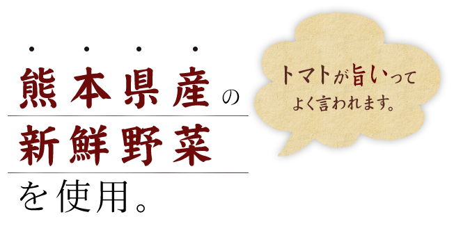 熊本県産の新鮮野菜を使用。